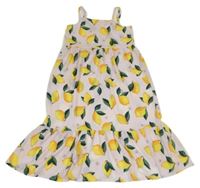 Světlerůžové žoržetové šaty s citróny H&M