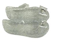 Průhledné třpytivé gumové sandály s mašlou so srcem vel. 26