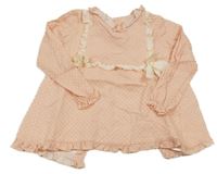 Růžová vzorovaná halenka s volánky