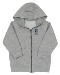 Sivá melírovaná prepínaci mikina so zeměkoulí a kapucňou Dunnes