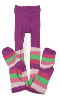 Fialovo-farebné pruhované pančuchy Yigga