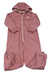 Staroružová softshellová kombinéza so srdcem a kapucňou lupilu