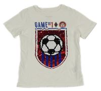 Biele tričko s fotbalovým míčem z překlápěcích flitrů H&M