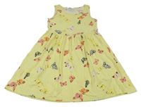 Žlté bavlnené šaty s motýly H&M