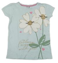 Světlemodré tričko s květinami Dopodopo