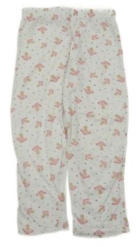 Bílé puntíkaté pyžamové kalhoty s houbami Sinsay