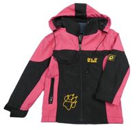 Tmavorůžovo-černá softshellová bunda s kapucí Jack Wolfskin