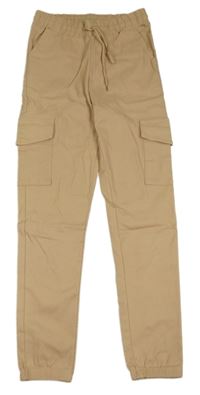 Hnědé cargo cuff kalhoty