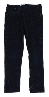 Tmavomodré menšestrové elastické nohavice s hviezdami Denim Co.