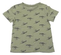 Khaki tričko s dinosaurami H&M
