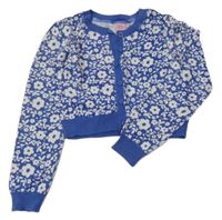 Modrý kvetovaný prepínaci crop sveter Laura Ashley