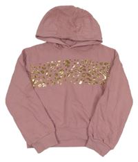 Staroružová mikina so zlatým vzorom a kapucňou zn. John Lewis