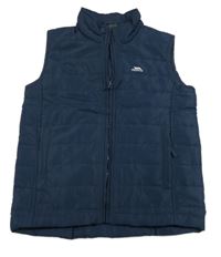 Tmavomodrá šušťáková lehce zateplená funkčná vesta s logom Trespass