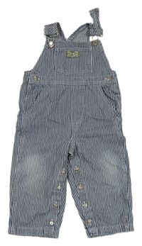 Tmavomodro-biele pruhované na traké rifle s vreckom s nášivkou