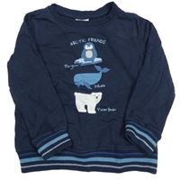 Tmavomodrá ľahká mikina so zvířaty Pocopiano