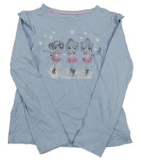 Světlemodré triko s baletkami a volánky 