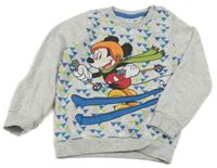 Šedo-modrá vzorovaná mikina s Mickeym Disney