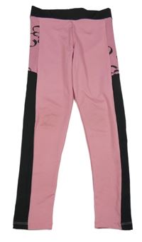 Růžovo-černé sportovní legíny s pruhem Tu