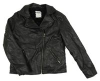 Černý koženkový zateplený křivák 