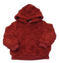 Vínová chlpatá mikina s kapucňou shein