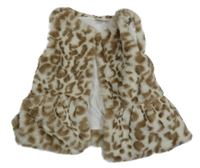 Bielo-hnedá vzorovaná kožušinová podšitá vesta River Island