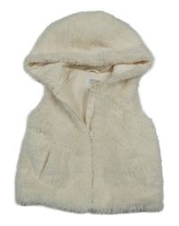 Smotanová kožušinová podšitá vesta s kapucňou F&F