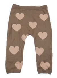 Hnědo-růžové pletené tepláky se srdíčky Next