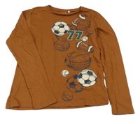 Hnedé tričko s loptami Name it