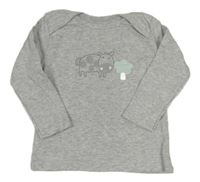 Šedé melírované triko s hrochem 