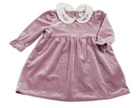 Ružové zamatové šaty s golierikom Name it