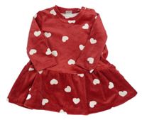 Červené zamatové šaty so srdiečkami Lindex