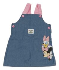 Modré plátenné na traké šaty s Minnie a Daisy Disney