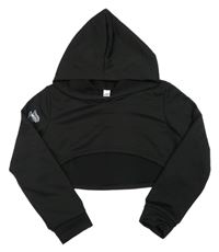 Čierna športová crop mikina s kapucňou
