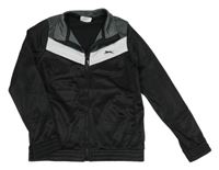 Čierno-bielo-sivá športová prepínaci mikina s logom Slazenger