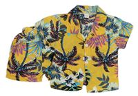 2set - Okrová košeľa s palmami + kraťasy