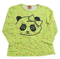 Limetkové tričko so srdiečkami a pandou Kiki&Koko