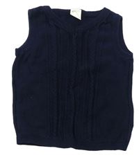 Tmavomodrá svetrová vesta s copánkovým vzorom zn. H&M