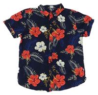 Tmavomodrá květovaná košile s listy Primark