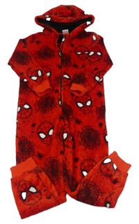 Červená plyšová kombinéza se Spider-many a kapucí Next