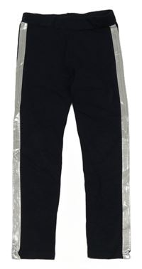 Tmavomodré legíny so striebornymi prúžkami