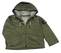 Khaki šušťáková jarná bunda s kapucňou