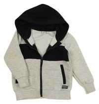 Svetlošedá -čierna rebrovaná prepínaci mikina s kapucňou Dopodopo