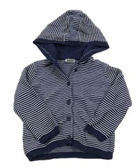 Tmavomodro-biely pruhovaný prepínaci sveter s kapucňou Mamas&Papas
