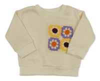 Smotanová mikina s všitými kvety Shein