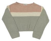 Ružovo-bielo-sivý crop sveter H&M