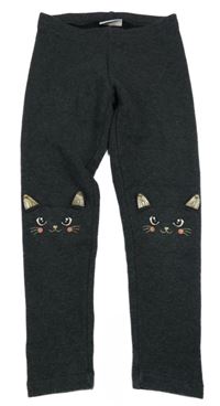 Tmavošedé zateplené legíny s kočičkami C&A