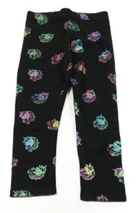 Černé zateplené legíny s jednorožci H&M