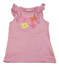 Ružový top s kvetmi a volánikmi