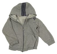 Šedo-tmavomodrá propínací mikina s logem a kapucí Adidas