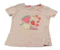 Světlerůžové tričko s ovocem 